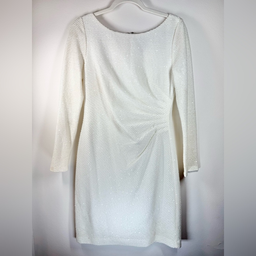 Vince Camuto Women’s White‎ Sequin Long Sleeve Midi Dress Size 12